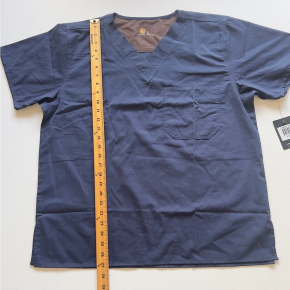 NWT Carhartt Men's Navy Blue V-Neck Scrub Top Size M (G4) - Picture 2 of 7